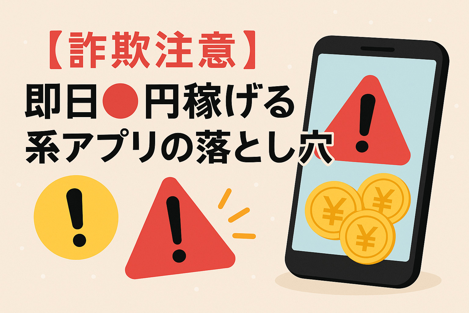 【詐欺注意】「即日●円稼げる」系アプリの落とし穴